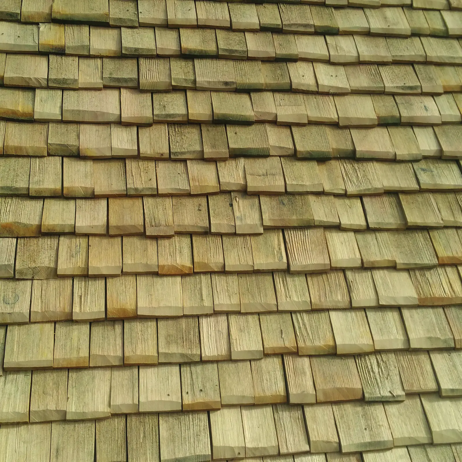 Détail d’une couverture en bardeaux de châtaignier