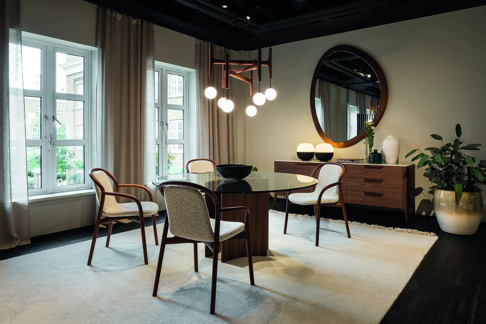 Dining area in the Porada showroom at the Design Centre Chelsea Harbour