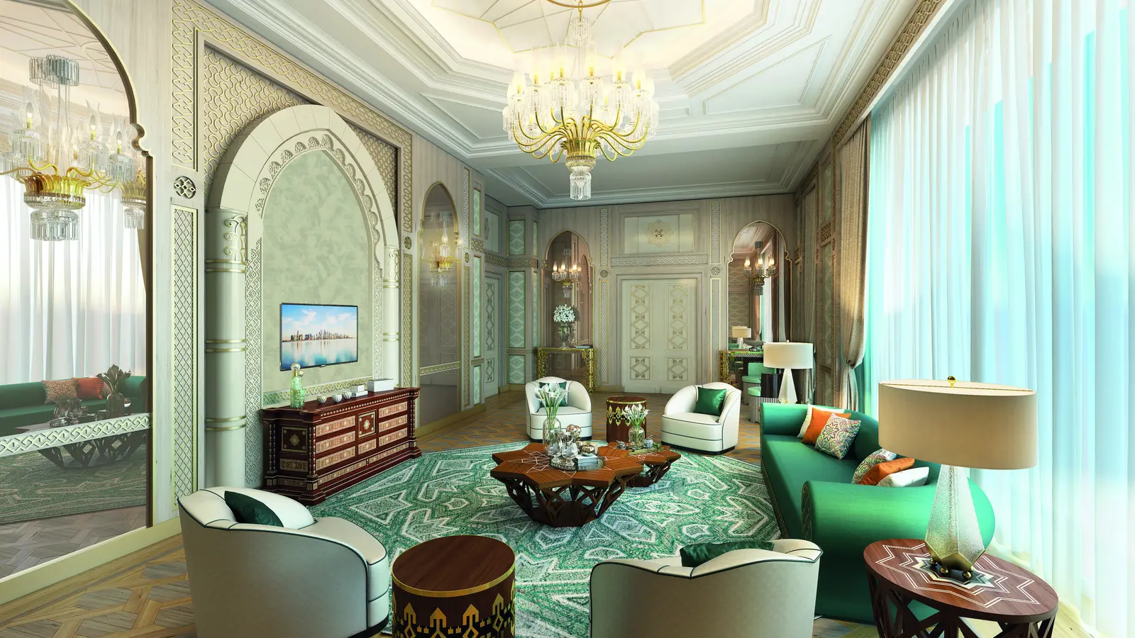 Salon pr&eacute;sidentiel de l&rsquo;h&ocirc;tel pr&eacute;sidentiel du Turkm&eacute;nistan